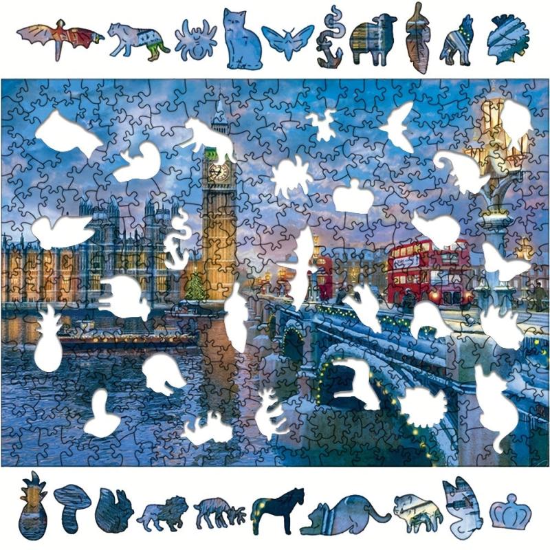 Winter London Bridge Wooden Puzzle Colorful DIY Wooden Crafts