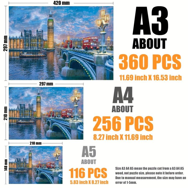 Winter London Bridge Wooden Puzzle Colorful DIY Wooden Crafts