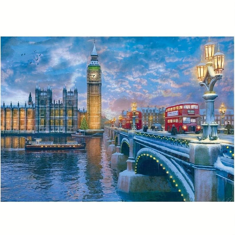 Winter London Bridge Wooden Puzzle Colorful DIY Wooden Crafts