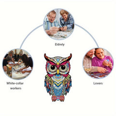 Wooden Owl Puzzle Irregular Shape Christmas Gift Adult Stress Reduction