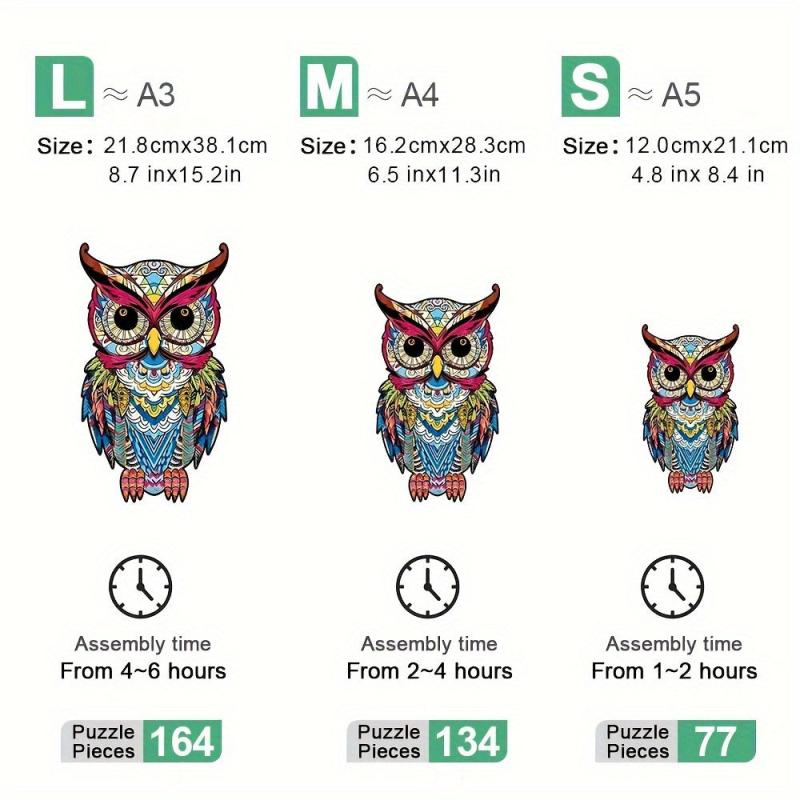 Wooden Owl Puzzle Irregular Shape Christmas Gift Adult Stress Reduction