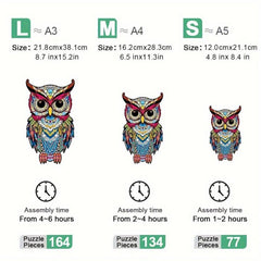 Wooden Owl Puzzle Irregular Shape Christmas Gift Adult Stress Reduction