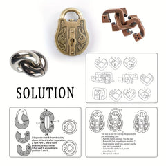 3pcs Metal Cast Puzzle Games Toys 3D Puzzle Highly Difficult Adult Puzzles Box