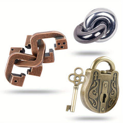 3pcs Metal Cast Puzzle Games Toys 3D Puzzle Highly Difficult Adult Puzzles Box