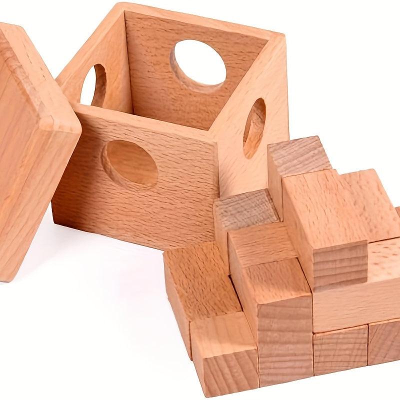 Wooden Cube Puzzle 7pcs IQ Brain Game Toy Gift
