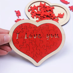 Heart Shaped Wooden Puzzle Toy Educational Building Blocks Jigsaw Puzzles