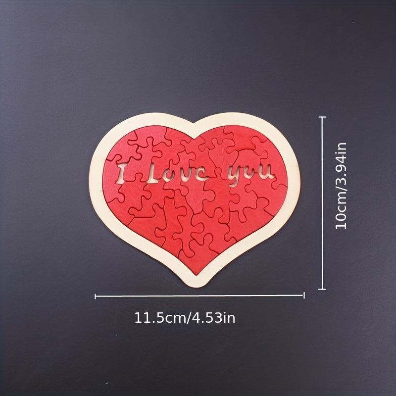 Heart Shaped Wooden Puzzle Toy Educational Building Blocks Jigsaw Puzzles