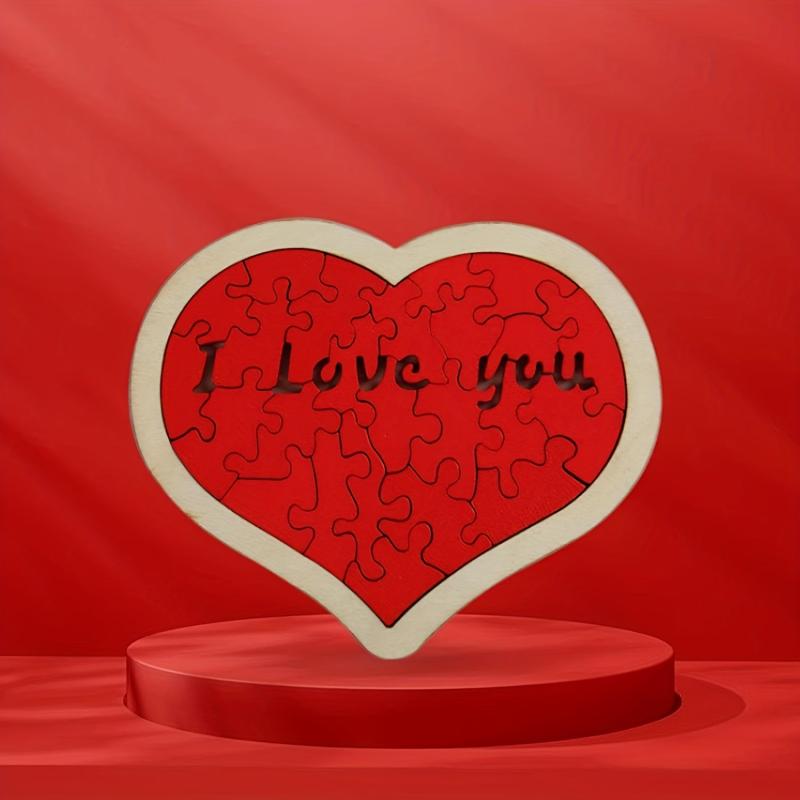 Heart Shaped Wooden Puzzle Toy Educational Building Blocks Jigsaw Puzzles