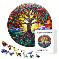 Wooden Puzzle High Puzzle Shape Unique Tree Of Life Adult Wooden Puzzle Gift