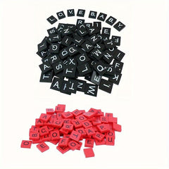 Red Alphabet Coasters & Scrabble Crossword Game, Holiday Decoration