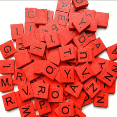 Red Alphabet Coasters & Scrabble Crossword Game, Holiday Decoration