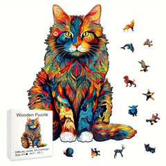 Colorful Cat Puzzle Magical Toy Animal Shape Wooden Puzzle
