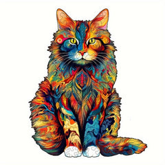 Colorful Cat Puzzle Magical Toy Animal Shape Wooden Puzzle