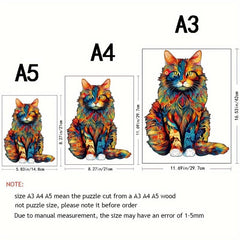 Colorful Cat Puzzle Magical Toy Animal Shape Wooden Puzzle