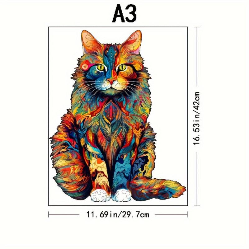 Colorful Cat Puzzle Magical Toy Animal Shape Wooden Puzzle