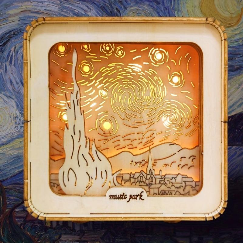 Starry Sky 3D Wooden Puzzle Kit Desk Decor for Adults & Kids 14+