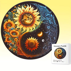 Sunflower Sun Moon Tai Chi YinYang Wooden Puzzle