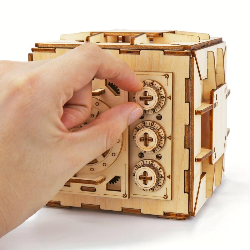 3D Wooden Jigsaw Puzzle Interlocking Code Box Crafts