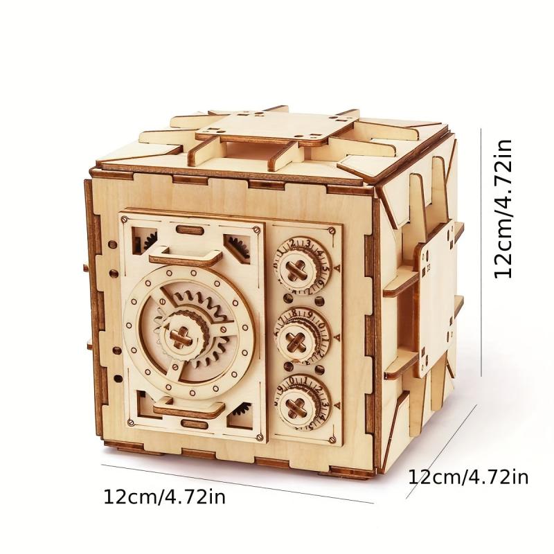 3D Wooden Jigsaw Puzzle Interlocking Code Box Crafts