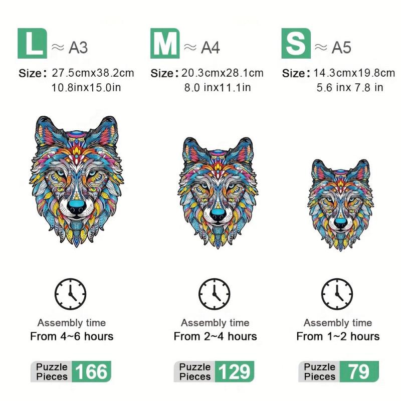 Wooden Puzzle Wolf King Gift Unique Christmas Gift Adult Stress Reduction