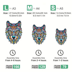 Wooden Puzzle Wolf King Gift Unique Christmas Gift Adult Stress Reduction