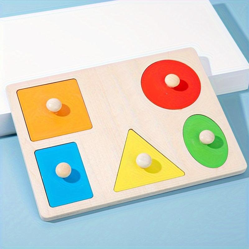 Wooden Peg Puzzle for Kids - Shape Matching & Recognition Montessori Toy