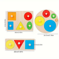 Wooden Peg Puzzle for Kids - Shape Matching & Recognition Montessori Toy