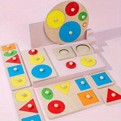 Wooden Peg Puzzle for Kids - Shape Matching & Recognition Montessori Toy