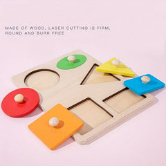 Wooden Peg Puzzle for Kids - Shape Matching & Recognition Montessori Toy