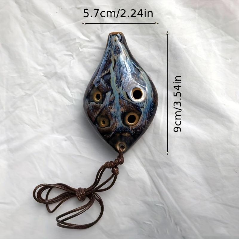 Small Leaf Pottery Flute 6 Holes Random Leaf Pottery Flute