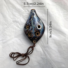 Small Leaf Pottery Flute 6 Holes Random Leaf Pottery Flute
