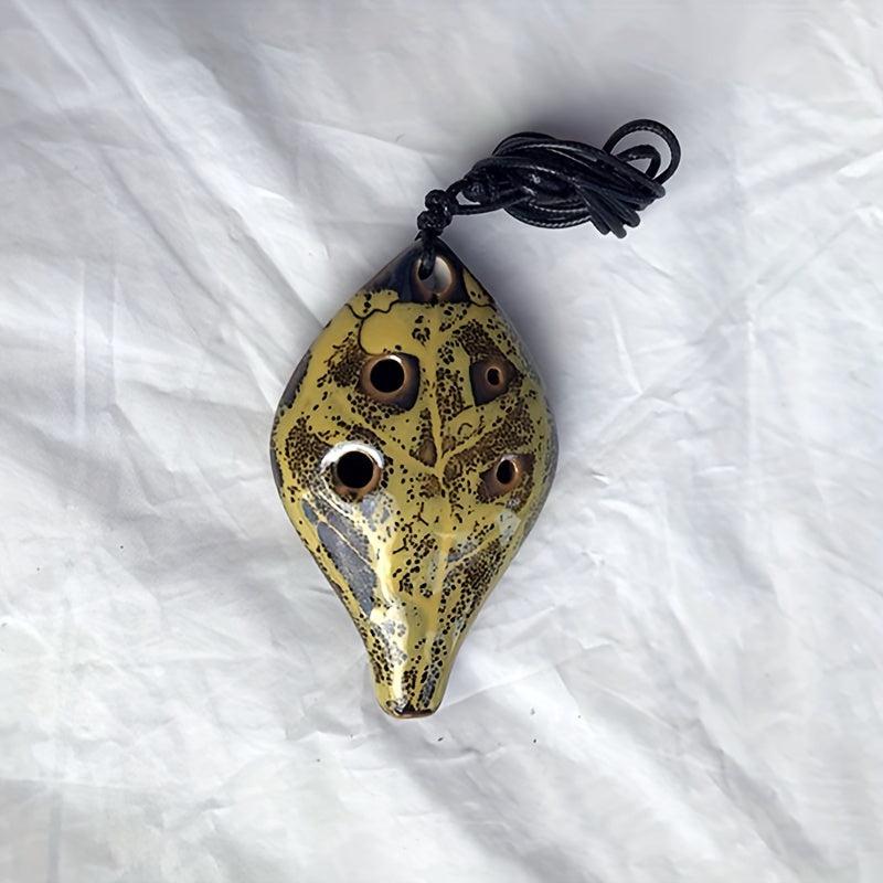 Small Leaf Pottery Flute 6 Holes Random Leaf Pottery Flute