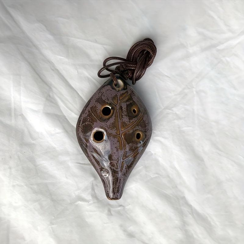 Small Leaf Pottery Flute 6 Holes Random Leaf Pottery Flute