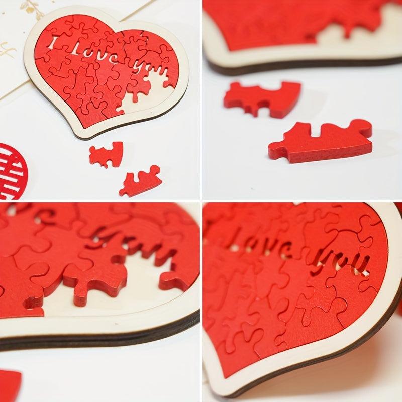 Love Wooden Puzzle Game Wedding DIY Room Living Decoration