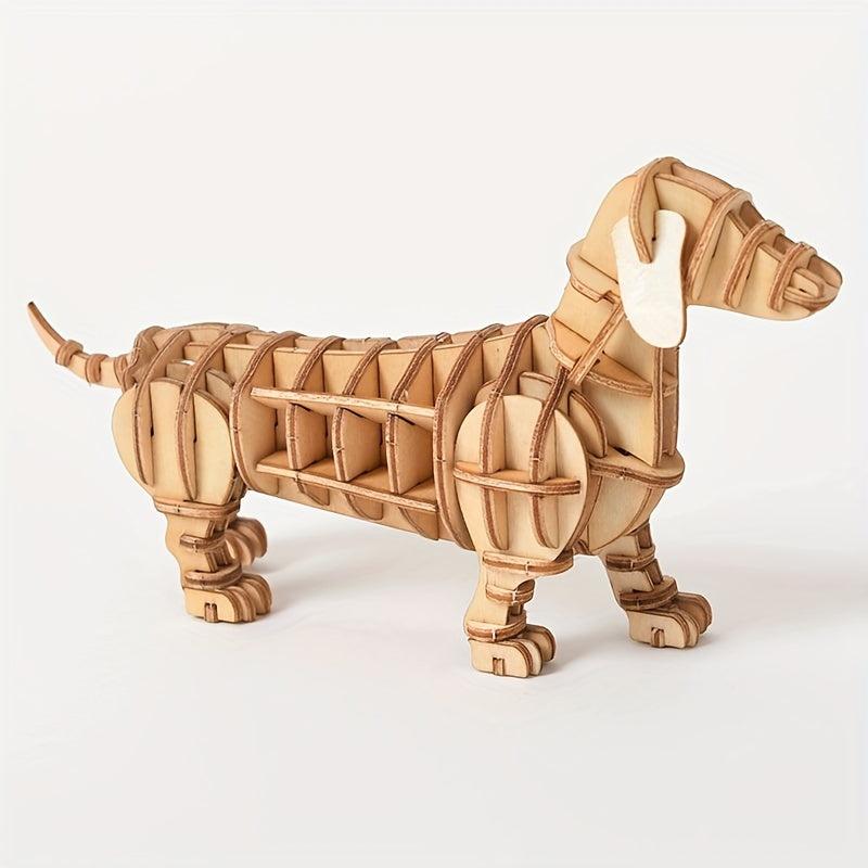 3D Wooden Puzzle Animal Assembly Kit Dog Model Ornament