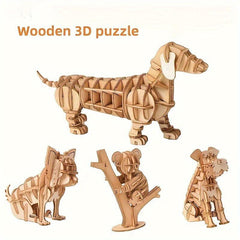 3D Wooden Puzzle Animal Assembly Kit Dog Model Ornament