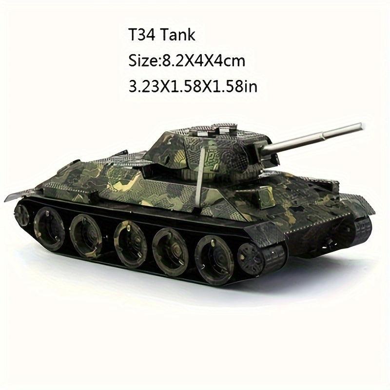3D Metal Jigsaw Puzzle T34 Tank Model Educational Christmas Gift