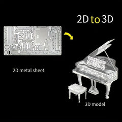 DIY Metal Toy Piano Model 3D Puzzle Musical Instrument Hand Model