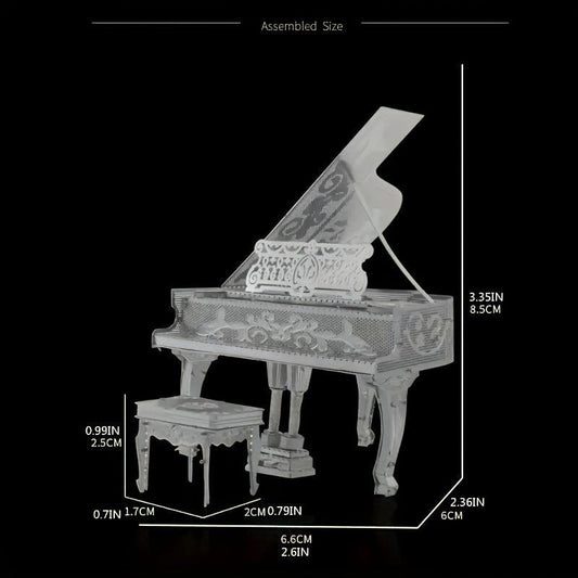 DIY Metal Toy Piano Model 3D Puzzle Musical Instrument Hand Model