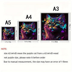 Colorful Cat & Butterfly Puzzle Magic Toy Irregular Shape Wooden Brain Teaser