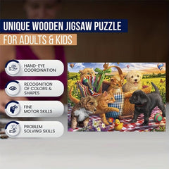 Animal Wooden Puzzles Dog And Cat Wooden Puzzle Unique Shape Advanced Puzzle