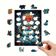 Wooden Puzzle Snowman Gift Christmas Adult Stress Relief Personalized Family Gam
