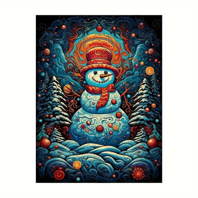 Wooden Puzzle Snowman Gift Christmas Adult Stress Relief Personalized Family Gam