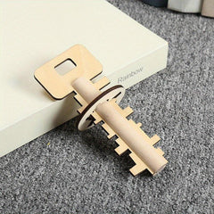 Wooden Unlock Puzzle Key Classical Funny Lock Educational Toy