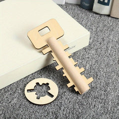 Wooden Unlock Puzzle Key Classical Funny Lock Educational Toy