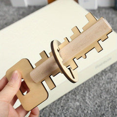 Wooden Unlock Puzzle Key Classical Funny Lock Educational Toy