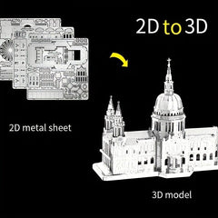 3D Metal Saint Paul's Cathedral Puzzle - Educational Toy & Desktop Decoration