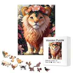 Colorful Lion Wooden Puzzle High Difficulty Toy for Adults