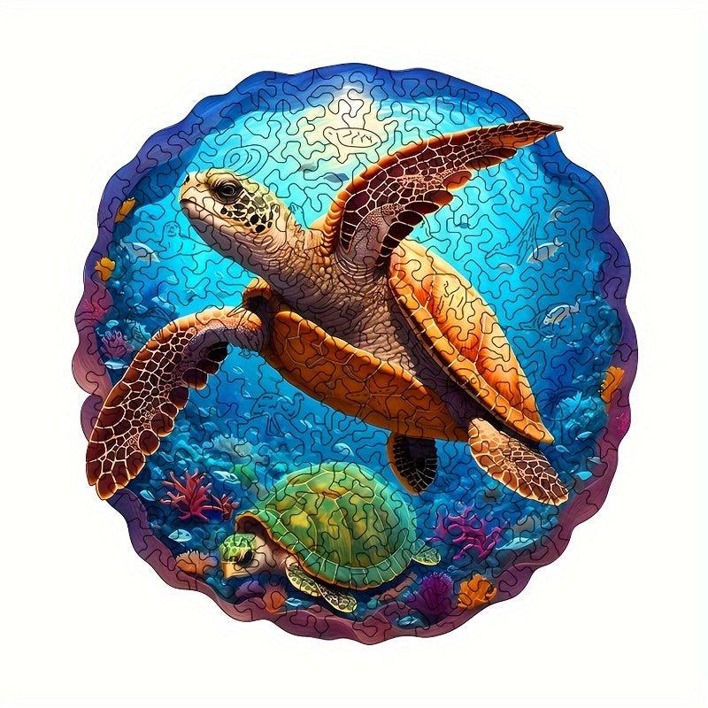 Sea Turtle Wooden Jigsaw Puzzle Animal Shape High Difficulty Toy