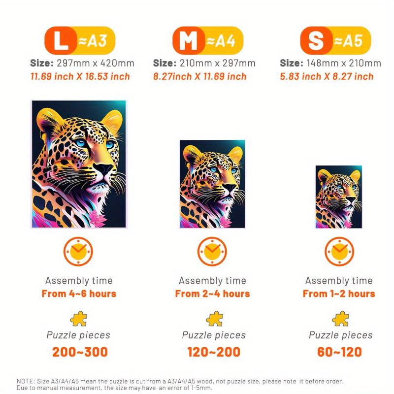 Leopard Wooden Jigsaw Puzzle Irregular Shape Focus Ability Gift